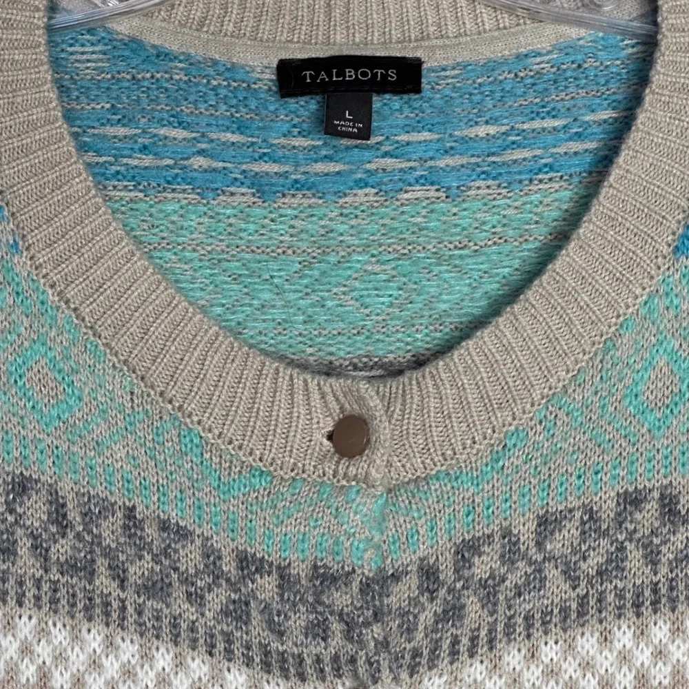 Talbots‎ Fair Isle Mohair Lambswool Blend Cardigan Sweater Women’s Large